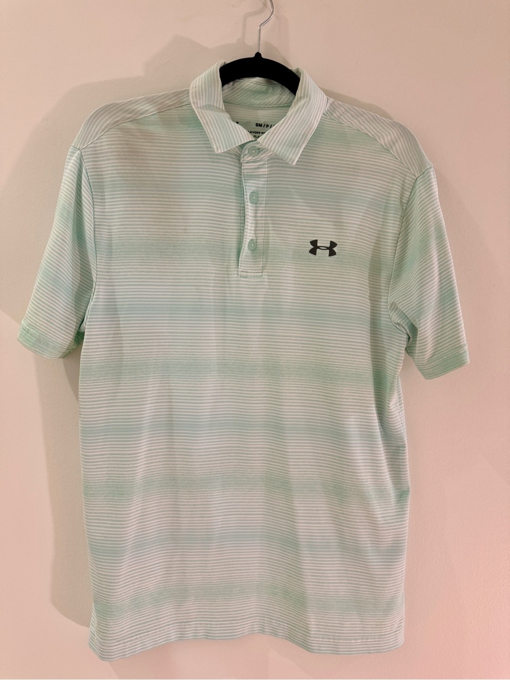 Under Armour Men's Mint Green Striped Polo